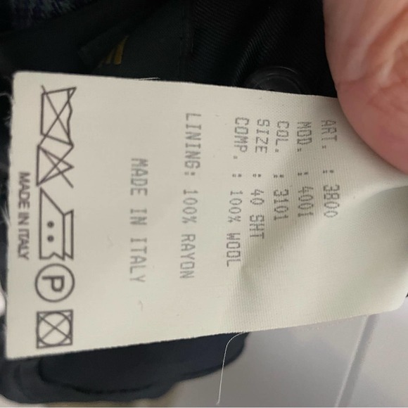 Zenio Suit Jacket Blue Houndstooth Multicolor Stripe 40s - Picture 2 of 6